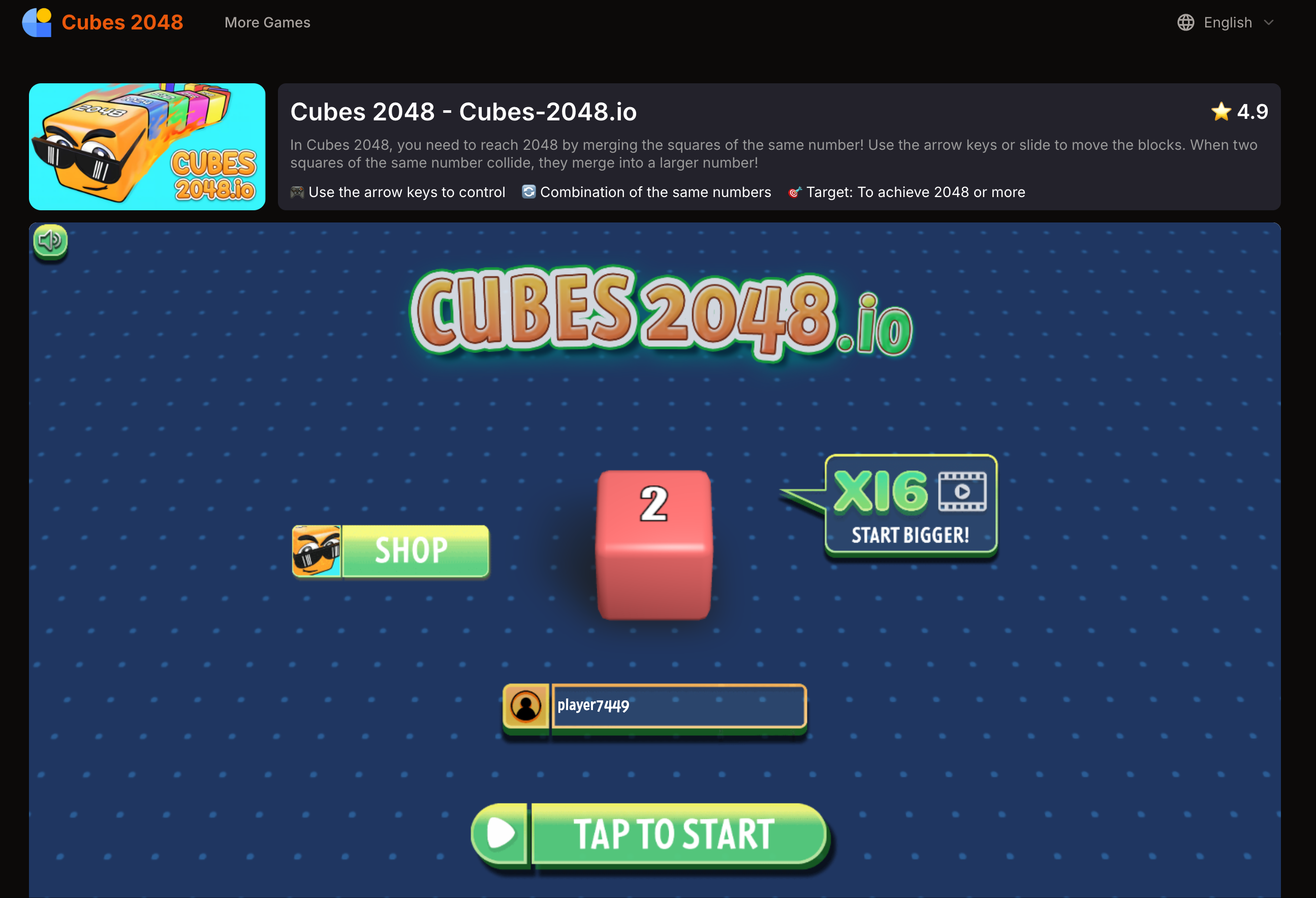 Cubes 2048 Game Cover - Best 2048 Cube Game Online